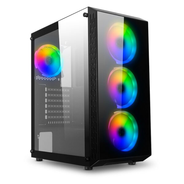 Caixa Extended-ATX 1LIFE c:bloom RGB Tempered Glass Preta