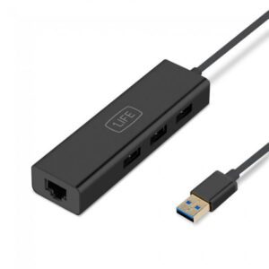 Hub 1LIFE USB:hub3 USB 3.0 3 Portas Gigabit Ethernet