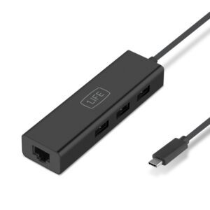 Hub 1LIFE USB:hub3 Type-C USB 3.0 3x Portas Gigabit Ethernet
