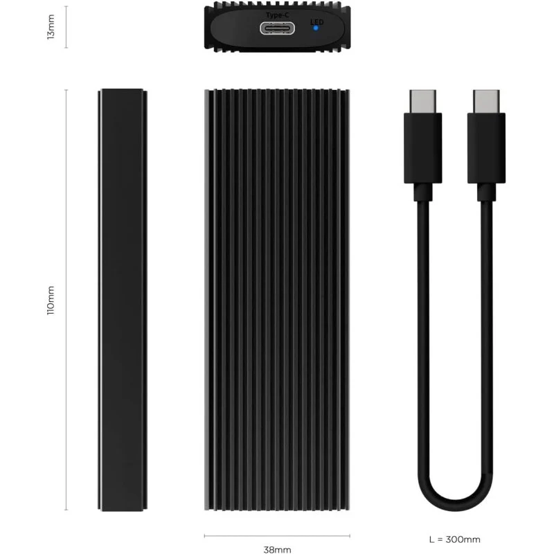 Caixa Externa AISENS M.2 NVME USB 3.2 Gen2 Type-C