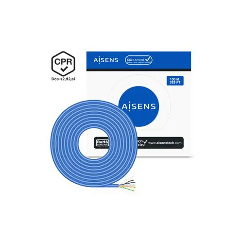 Bobine AISENS Cabo UTP Cat6 AWG24 RJ45 100m Azul - A135-0662