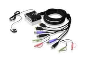 KVM ATEN Switch 2 PCs HDMI USB/Audio C/ Cabos - AT-CS692