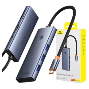 Hub BASEUS USB-C P/ 3x USB-A / HDMI / USB-C PD e Cartão SD