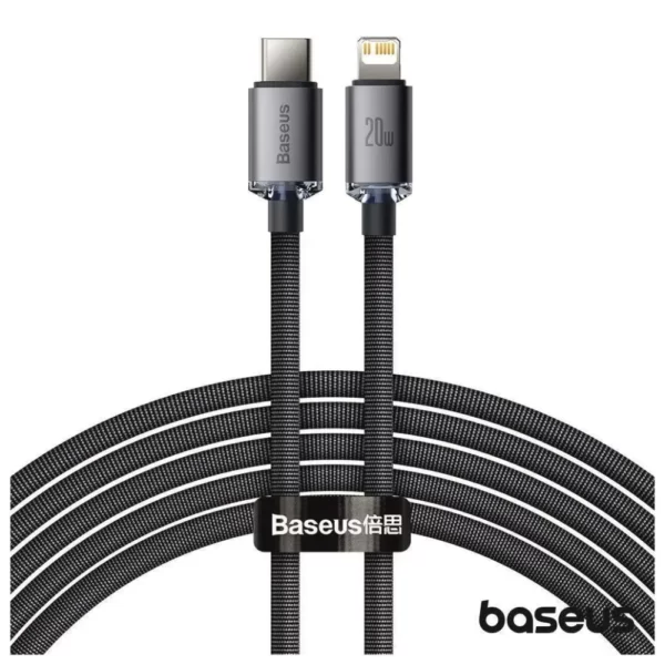 Cabo BASEUS Cabo USB-C Macho P/ Lightning Macho PD 20W 2m Crystal Shine Cabo BASEUS Cabo USB-C Macho P/ Lightning Macho PD 20W 2m Crystal Shine