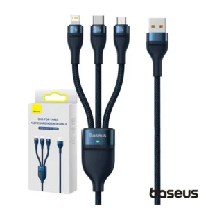 Cabo BASEUS USB-A p/ MicroUSB/USB-C/Light. Macho 1.2M 100W