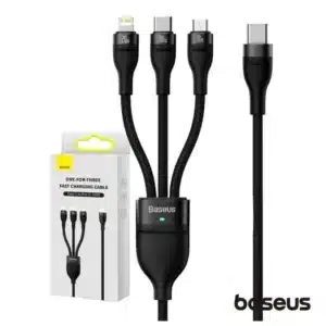 Cabo Baseus USB-C p/ MicroUSB/USB-C/Lightning M 1.5M 100W