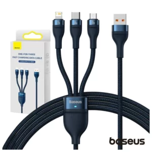 Cabo BASEUS USB-A p/ MicroUSB/USB-C/Lightning Macho 1.2M 66W