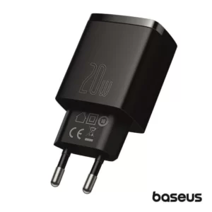 Carregador BASEUS USB-A/USB-C PD 3.0 20W Preto