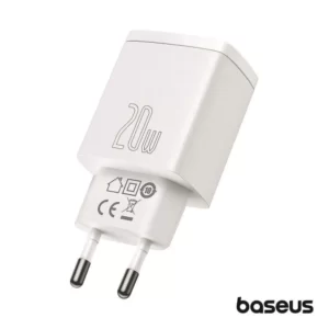 Carregador BASEUS USB-A/USB-C PD 3.0 20W Branco