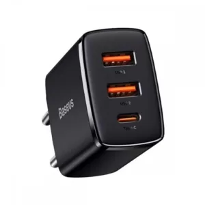 Carregador BASEUS 2 USB-A / 1 USB-C PD 30W Preto