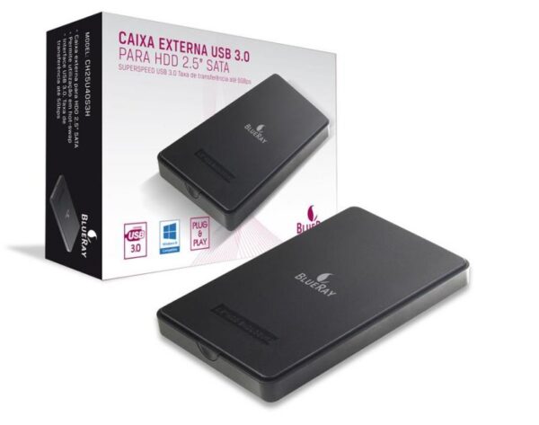Caixa Ext. BLUERAY 2.5" SATA USB Type-C 3.2 Preto