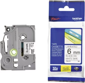 BROTHER Fita Laminada 6mm - Branco/Preto - TZE211