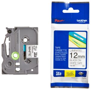 Fita BROTHER Laminada Branco/Preto 12mm