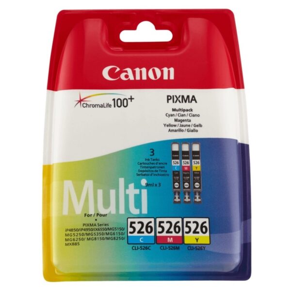 TINTEIROS CANON CLI-526C / CLI-526M / CLI-526Y Multipack TINTEIROS CANON CLI-526C / CLI-526M / CLI-526Y Multipack