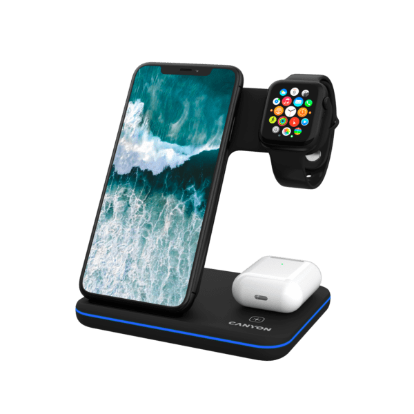 Carregador Indução Qi Wireless CANYON Station Android/Apple Preto