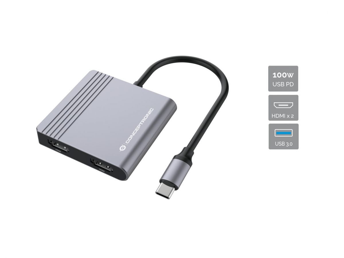 HUB CONCEPTRONIC 4in1 USB-C Multiportas 100w