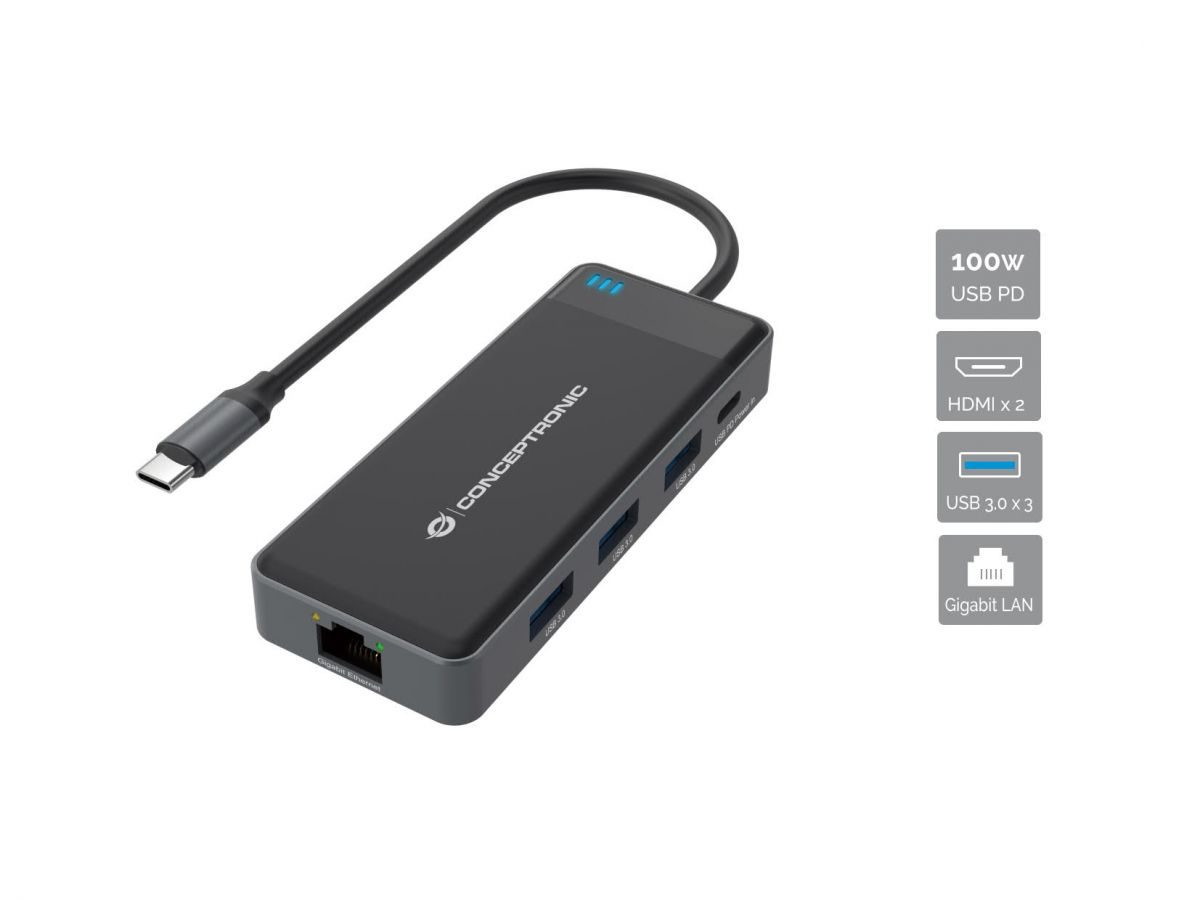 HUB CONCEPTRONIC 7in1 USB-C Multiportas 100w