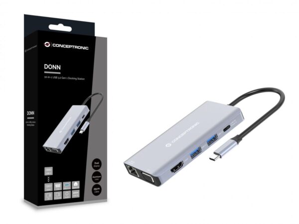 HUB CONCEPTRONIC 10in1 USB-C Multiportas