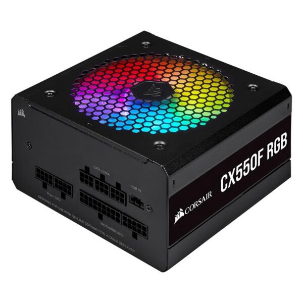 Fonte de Alimentação CORSAIR CX550F RGB Series 550W (Modular) Black Fonte de Alimentação CORSAIR CX550F RGB Series 550W (Modular) Black
