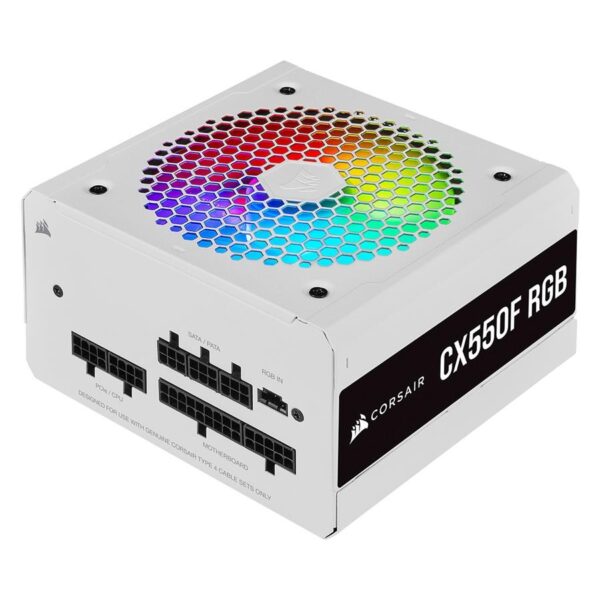 Fonte de Alimentação CORSAIR CX550F RGB Series 550W (Modular) White Fonte de Alimentação CORSAIR CX550F RGB Series 550W (Modular) White