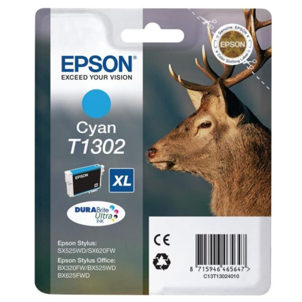 Tinteiro EPSON T1302 XL Cyan - C13T13024010
