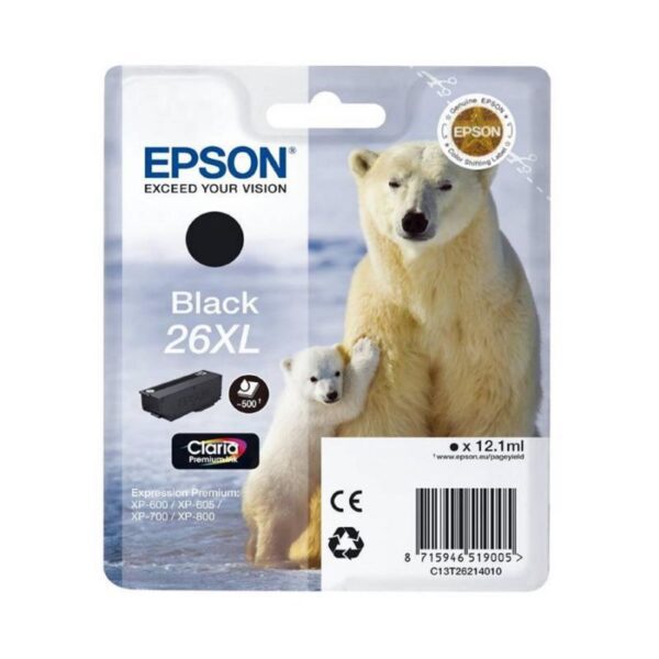 Tinteiro EPSON T2621 (26XL) Preto - C13T26214012