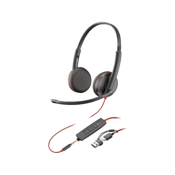 Headset HP POLY Stereo BW 3225 USB-C + 3.5MM + USB-C/A