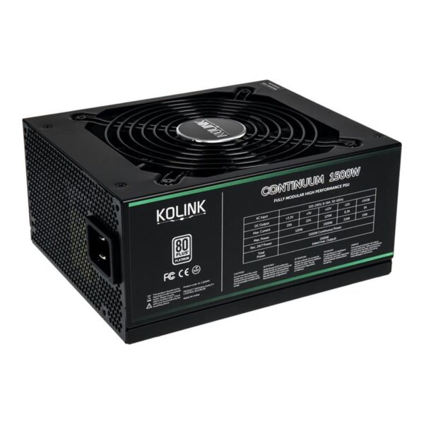 Fonte de Alimentação KOLINK Continuum 1500W 80+ Platinum (Modular) - KL-C1500PL Fonte de Alimentação KOLINK Continuum 1500W 80+ Platinum (Modular) - KL-C1500PL
