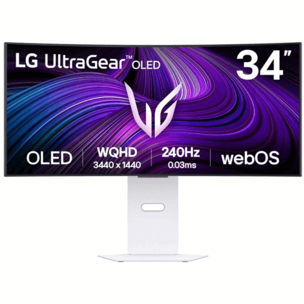 Monitor LG UltraGear 34GX90SA-W31.5" OLED UWQHD 240Hz 0,03ms FreeSync Premium / G-Sync Branco Curvo