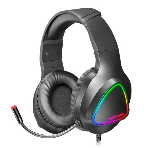 Headset MARS GAMING MH222 ARGB Gaming Preto