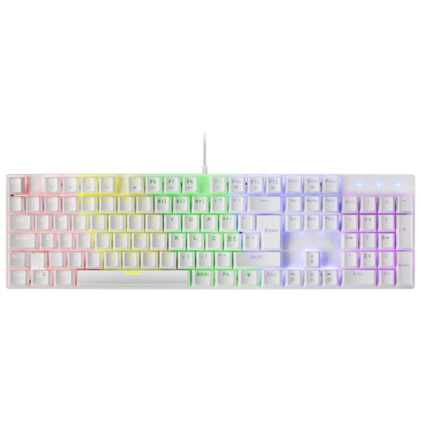 Teclado Mecânico MARS GAMING MK422W RGB Switch Blue Branco