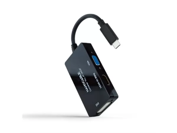 Adaptador NANOCABLE USB-C > HDMI / DVI / VGA 20 CM Preto