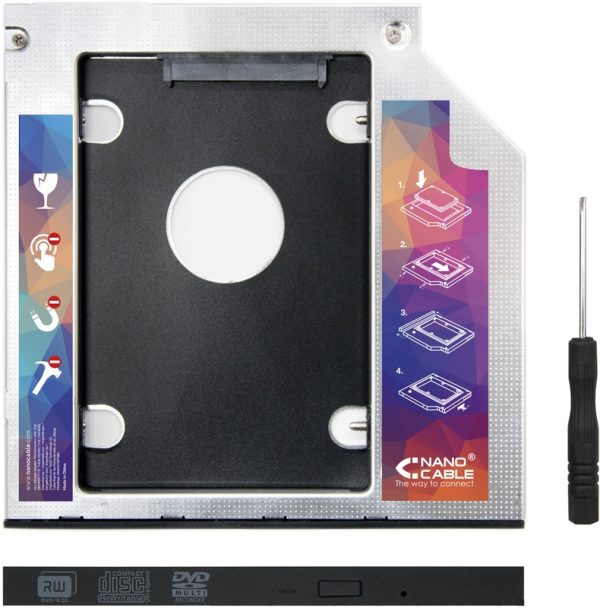 Caddy NANOCABLE 9.5mm 5.25" P/ HDD 2.5" SATA