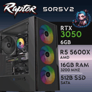 Computador Gaming NANOCHIP 50R5V2 - RTX 3050 6GB | RYZEN5 5600X | RAM 16GB DDR4 1X16 3200 CL22 | SSD SATA 512GB (Sem Sistema Operativo)