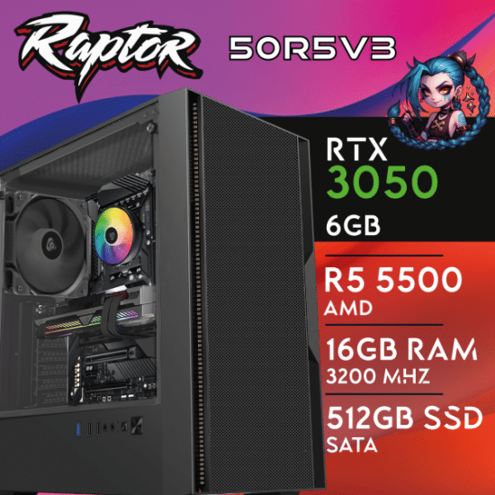Computador Gaming NANOCHIP 50R5V3 - RTX 3050 6GB | RYZEN5 5500 | RAM 16GB DDR4 | SSD SATA 512GB  | (Sem Sistema Operativo)