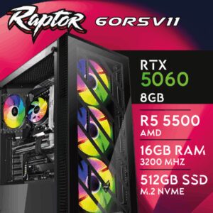 Computador Gaming NANOCHIP 60R5V11 - RTX 5060 8GB | RYZEN5 5500 | RAM 16GB DDR4 | SSD NVME 512GB | (Sem Sistema Operativo)