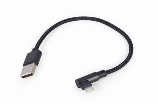Cabo OEM Lightning 90º USB 2.0 Macho 20cm Preto