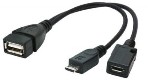 Cabo OTG USB  Fêmea -> Micro USB Fêmea/Micro USB Macho