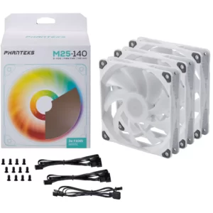 Ventoinha PHANTEKS M25 PWM D-RGB Branca Pack 3 140mm