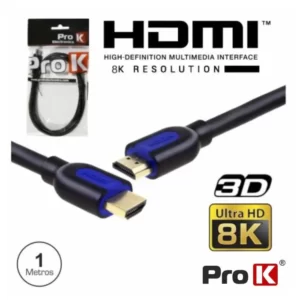 Cabo PROK HDMI DOURADO MACHO / MACHO 2.1 8K PRETO 1M