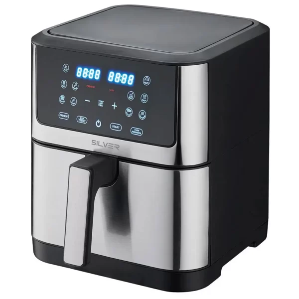 Fritadeira Ar Quente SILVER AirFryer ATENAS 8L 1800W (Preto/Inox)